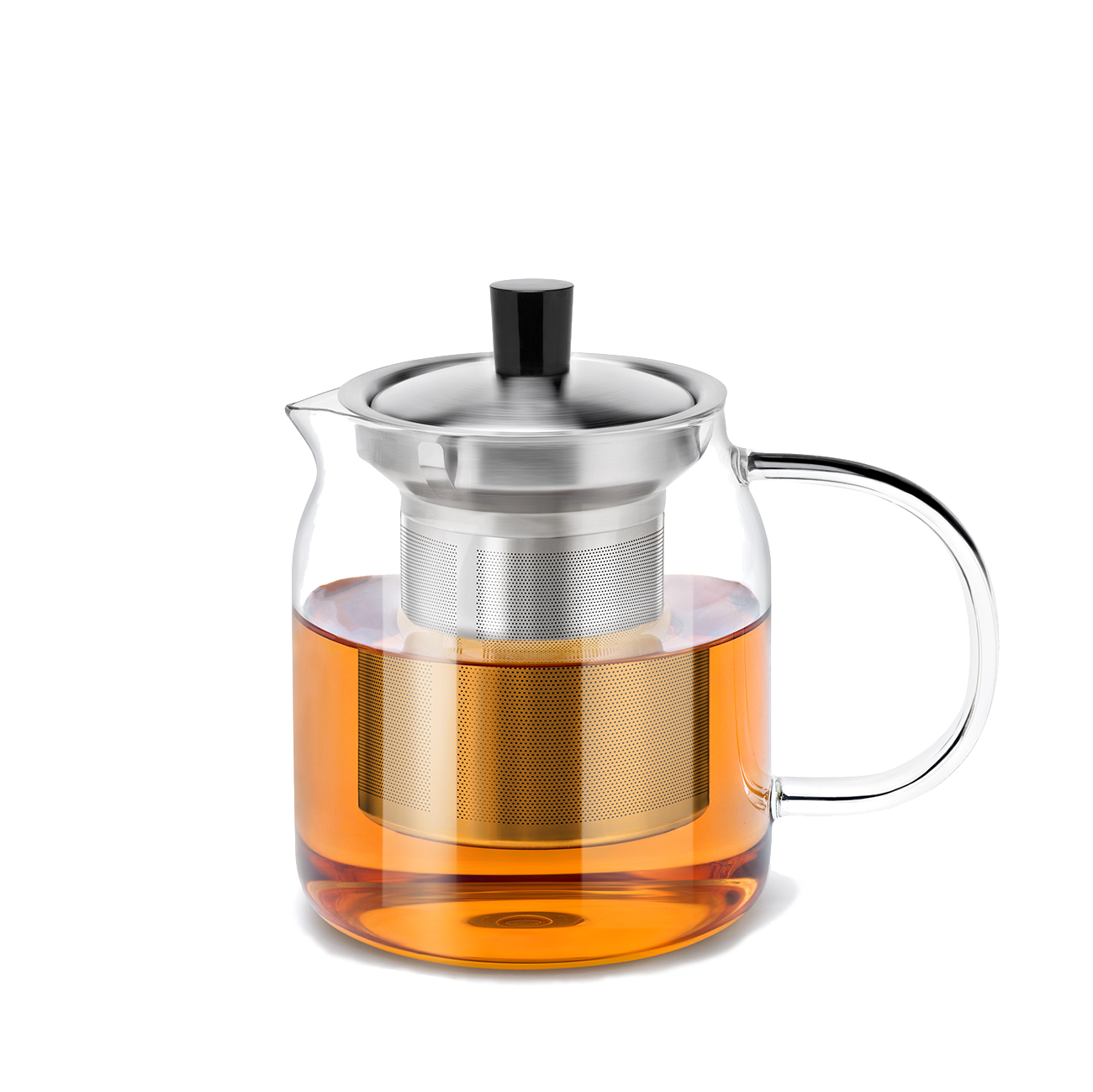 Glass teapot filled with tea